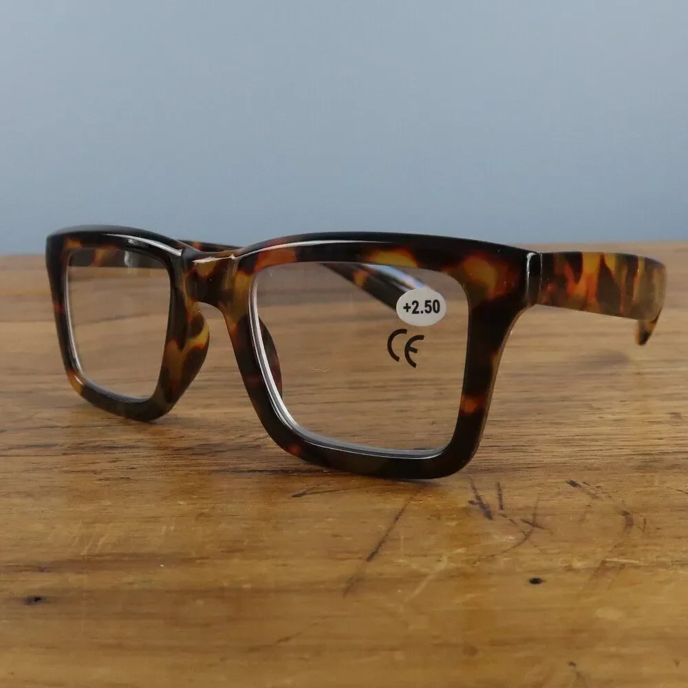 RETRO TRENDY BROWN TORTISHELL READER GLASSES +2.50 NWT